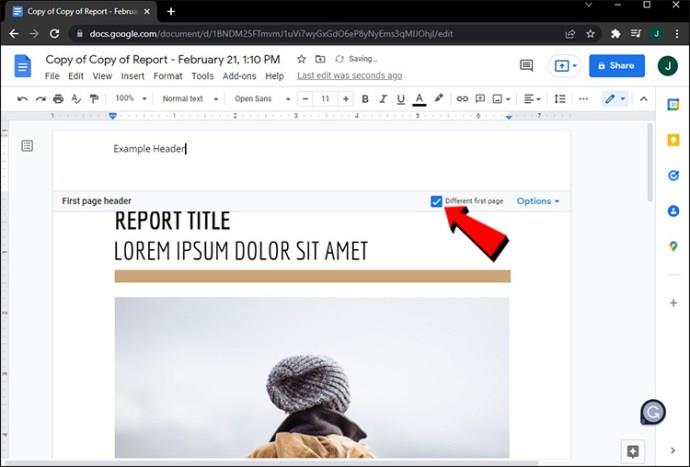 Comment créer différents en-têtes pour différentes pages dans Google Docs