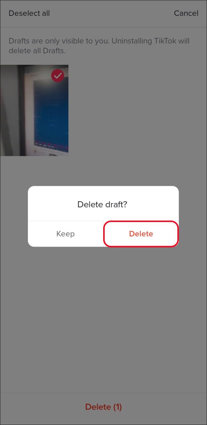 Comment supprimer des brouillons dans TikTok