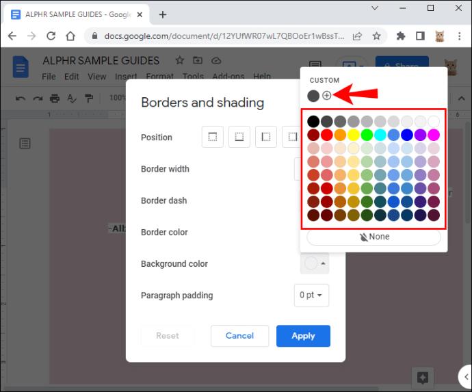 Comment changer la couleur d'arrière-plan dans un document Google
