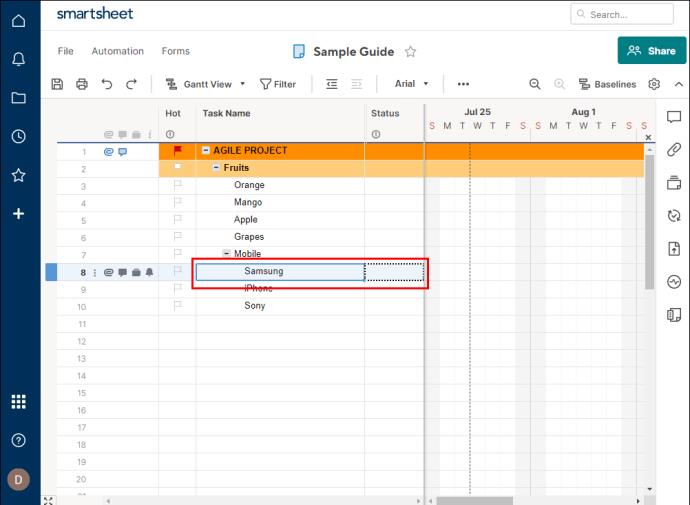 Comment ajouter une sous-tâche dans Smartsheet