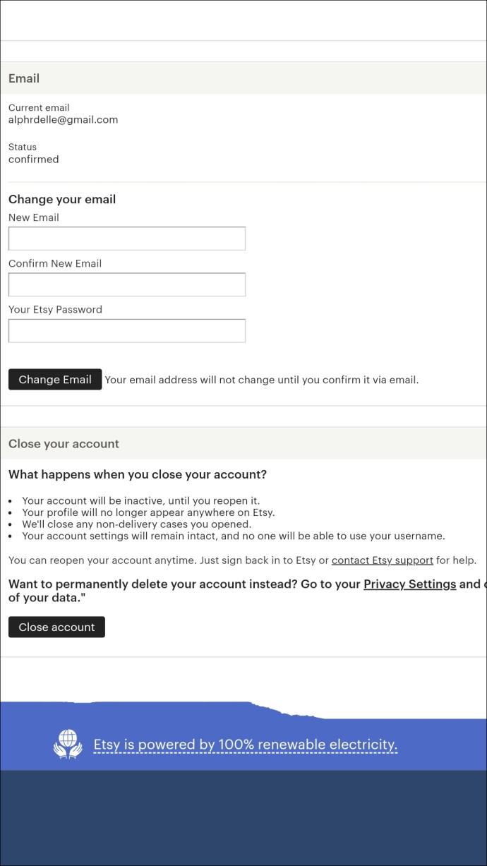 Como alterar seu endereço de e-mail no Etsy