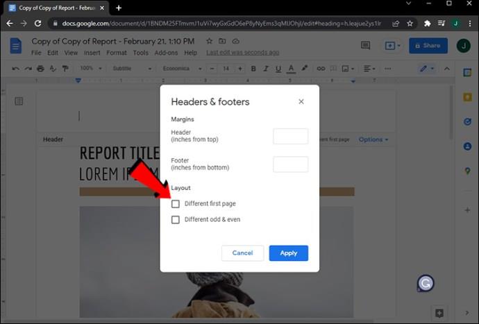 Comment créer différents en-têtes pour différentes pages dans Google Docs