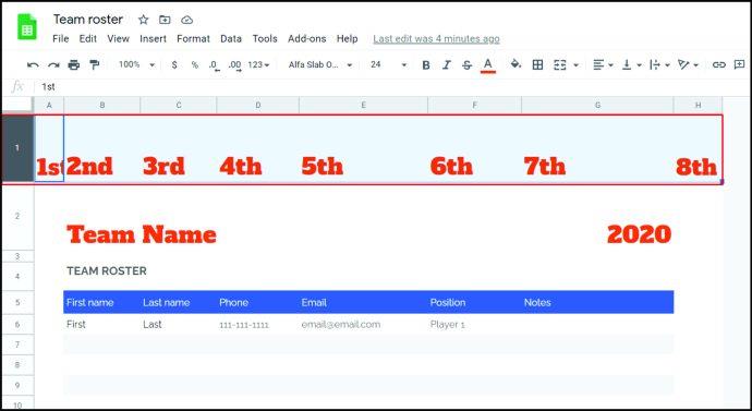 Comment nommer les colonnes dans Google Sheets