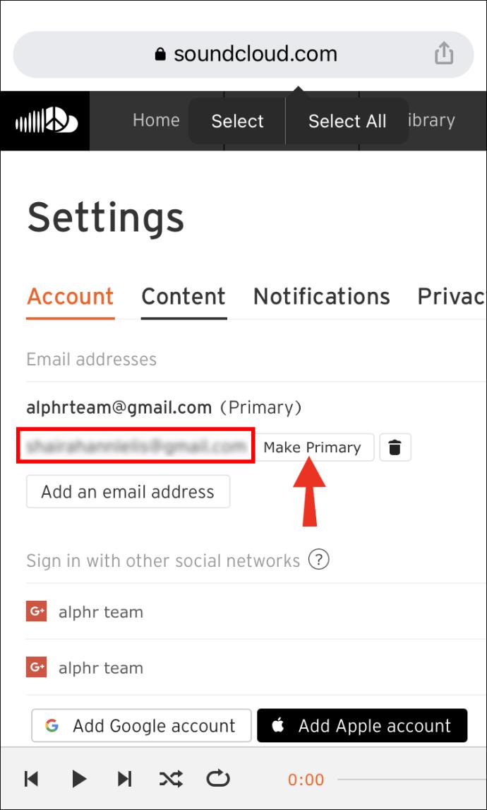 كيفية تغيير عنوان بريدك الإلكتروني في SoundCloud