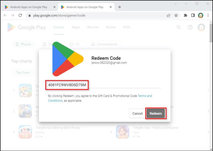 Comment utiliser un code dans Google Play