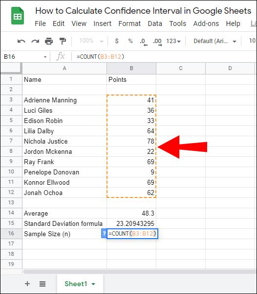 Comment calculer l'intervalle de confiance dans Google Sheets