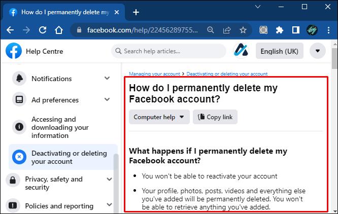 How To Delete Facebook Account Without The Password