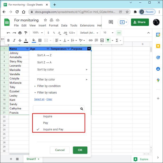 Comment supprimer des lignes masquées dans Google Sheets