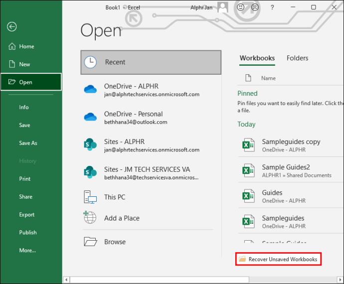 How To Recover An Unsaved Excel File