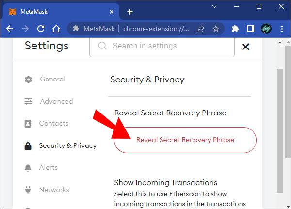 How To Find Your Secret Recovery Phrase In MetaMask