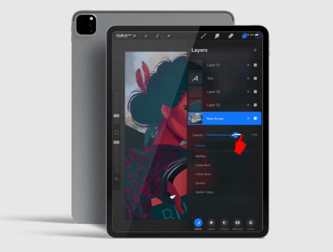 Comment changer l'opacité dans Procreate