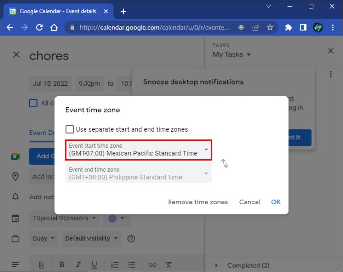 How To Change Time Zones In Google Calendar