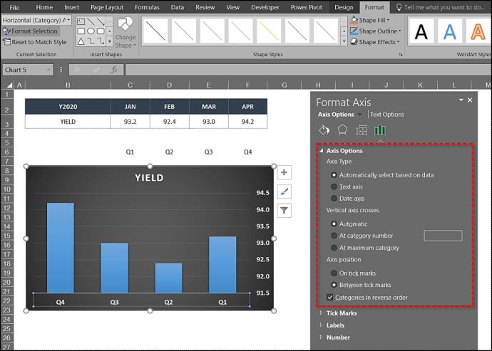 Comment changer l'axe X dans Excel