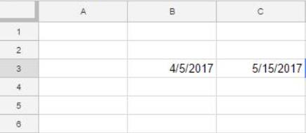 Hoe dagen tussen datums in Google Spreadsheets te berekenen