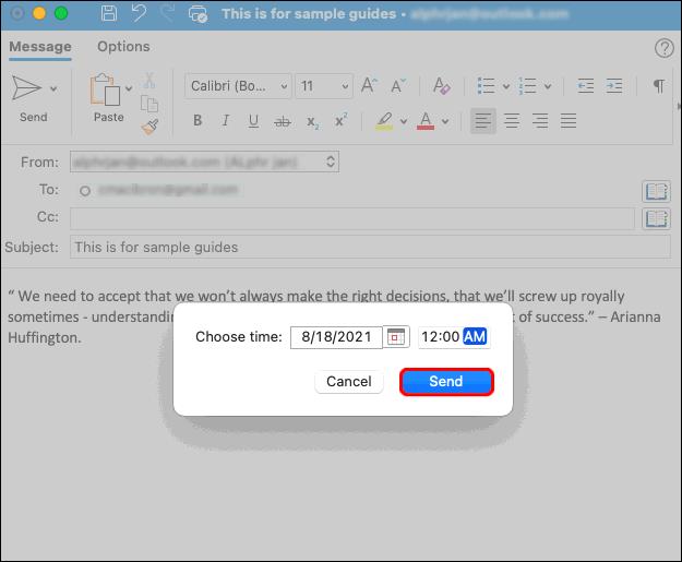 كيفية جدولة بريد إلكتروني في Outlook