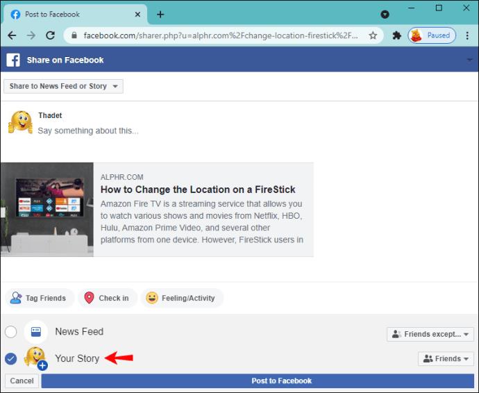 Como adicionar links às histórias do Facebook