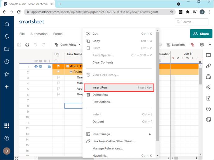 Comment ajouter une sous-tâche dans Smartsheet