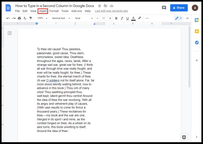 Comment faire deux colonnes dans Google Docs