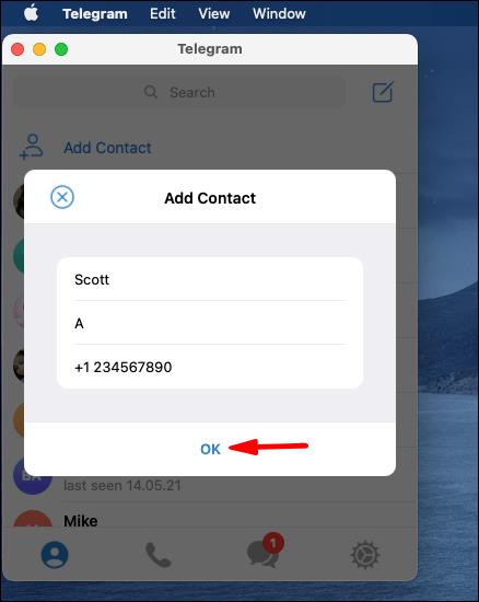 Comment ajouter un contact dans Telegram