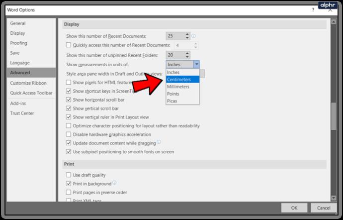 Comment changer les mesures d'indentation de pouces en cm dans Microsoft Word