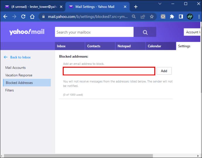 Como bloquear um endereço de e-mail no Yahoo