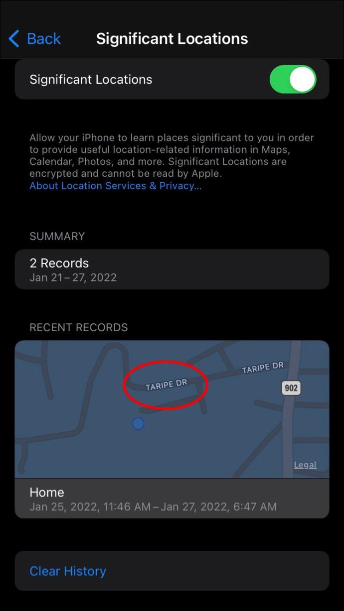 كيفية عرض سجل موقع iPhone الخاص بي