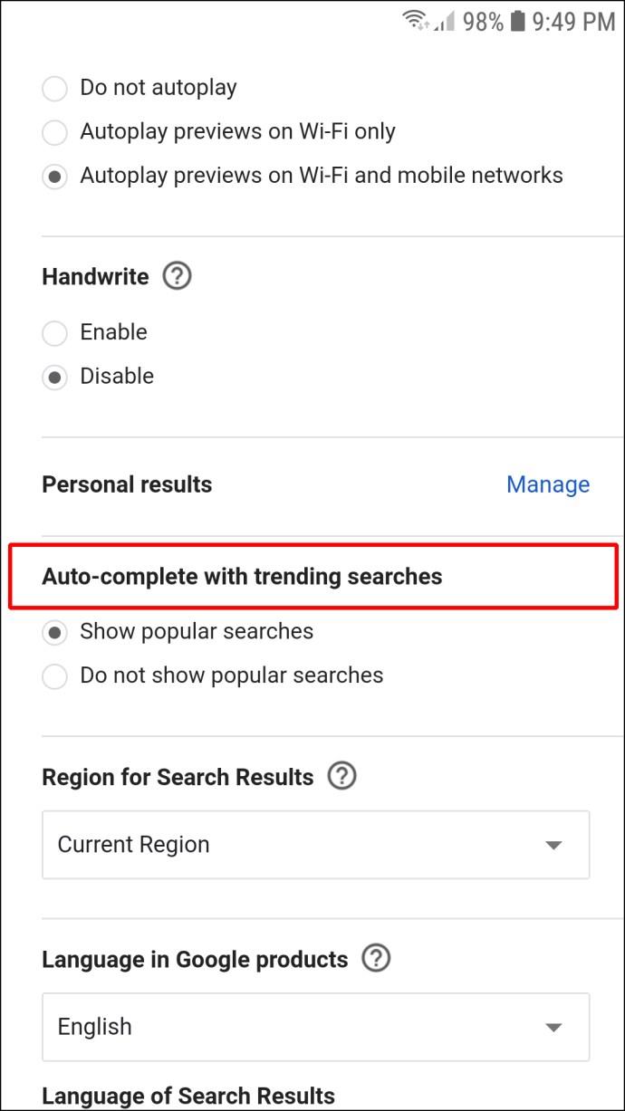 How To Turn Off Trending Searches On Google