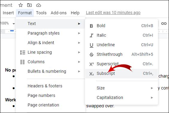 How To Add Superscript Or Subscript In Google Docs