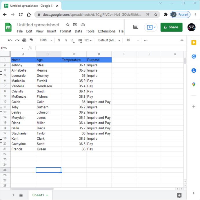 Comment supprimer des lignes masquées dans Google Sheets