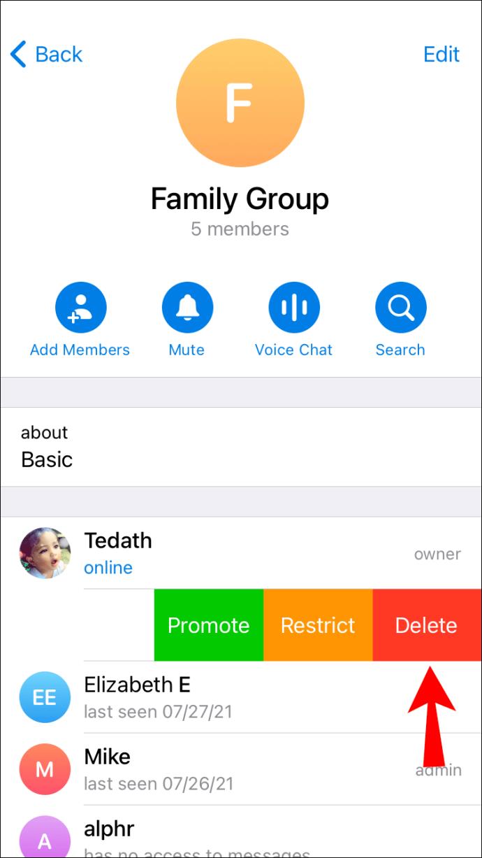 Comment supprimer un utilisateur d'un groupe dans Telegram