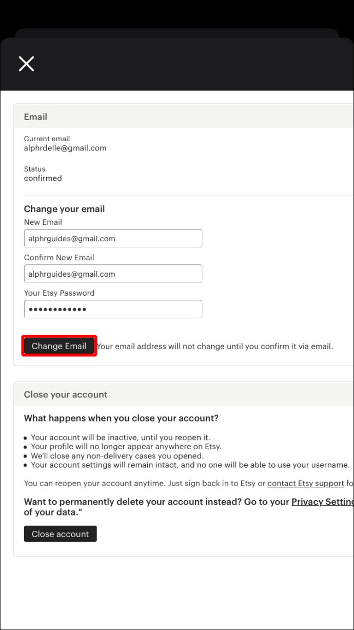 Como alterar seu endereço de e-mail no Etsy