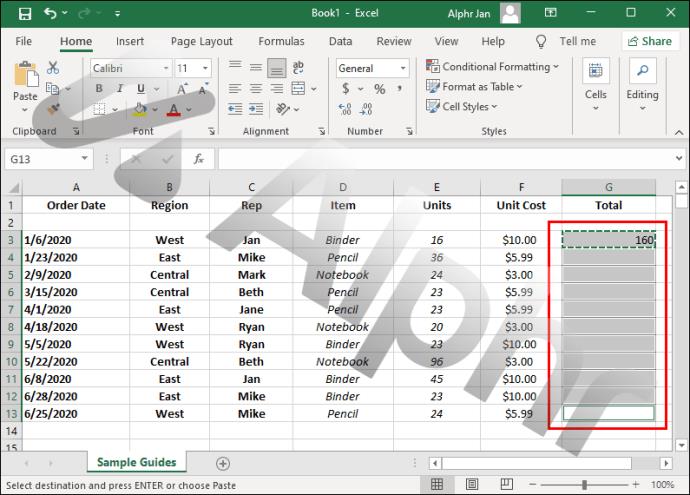 Comment copier une formule dans Excel