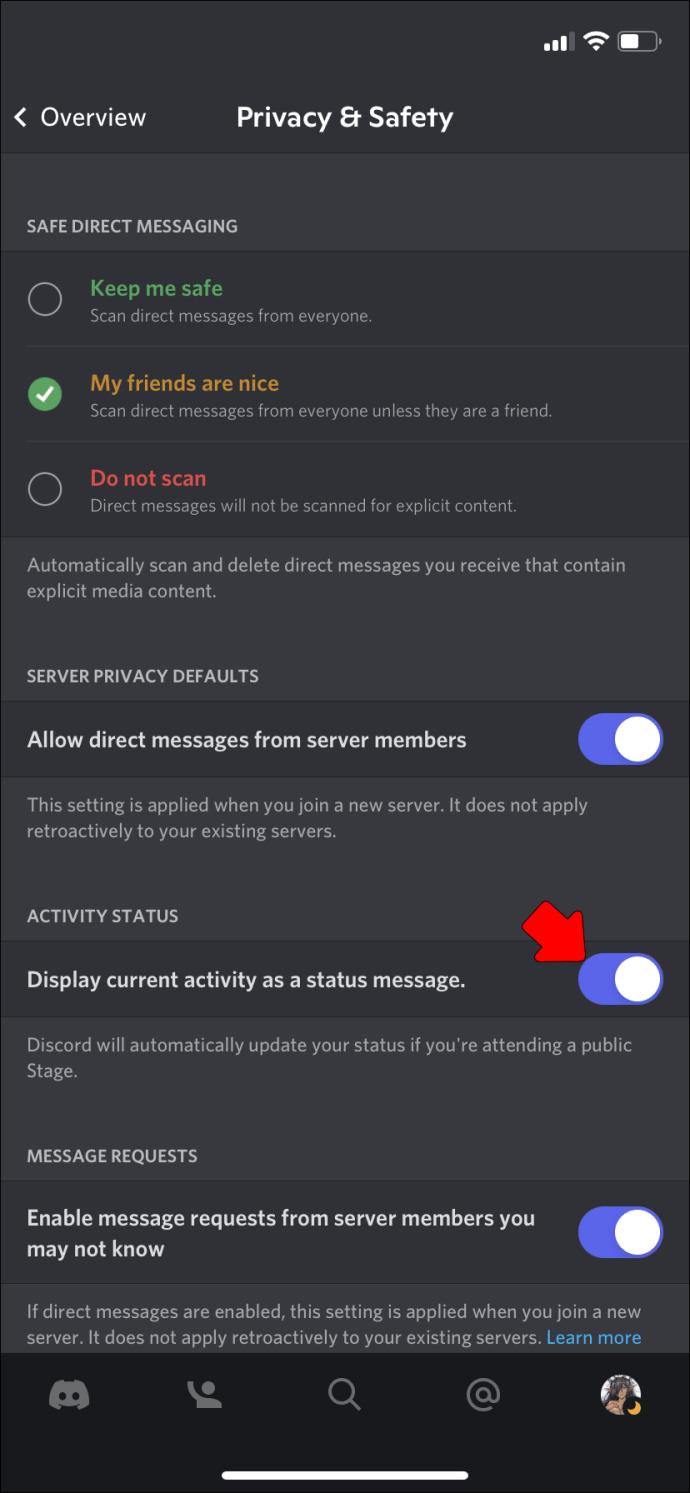 Comment masquer l'activité du jeu dans Discord