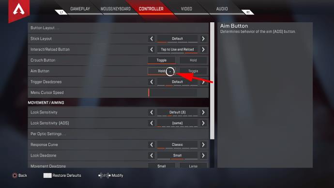 How To Turn Off Toggle Aim In Apex Legends