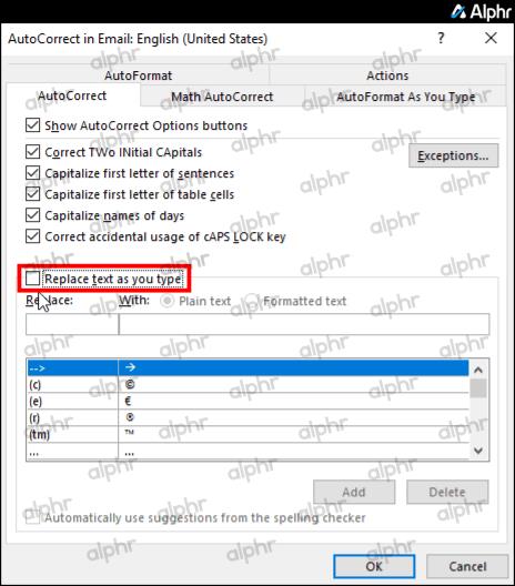 كيفية إيقاف تشغيل التصحيح التلقائي في Outlook