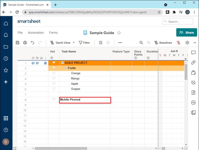 Comment ajouter une sous-tâche dans Smartsheet