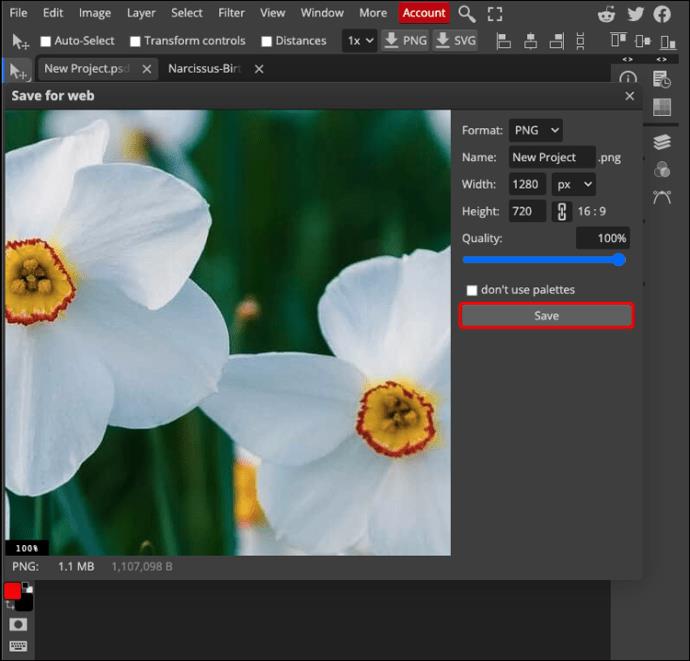 Comment redimensionner une image dans PhotoPea