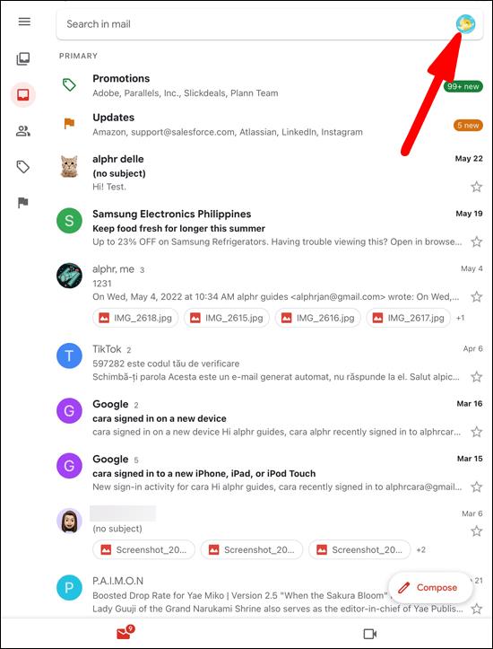 Como sair do aplicativo Gmail