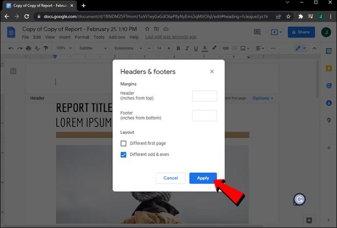 Comment créer différents en-têtes pour différentes pages dans Google Docs