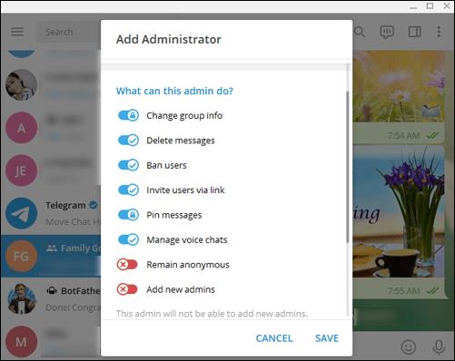 Como adicionar um administrador no Telegram