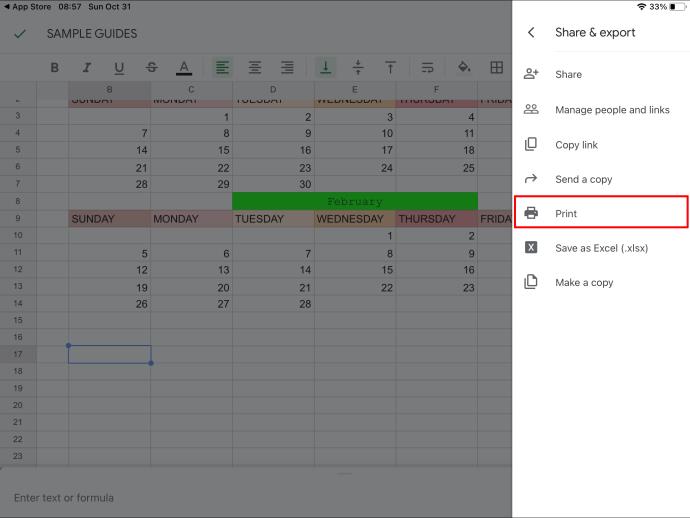 Comment définir la zone d'impression dans Google Sheets