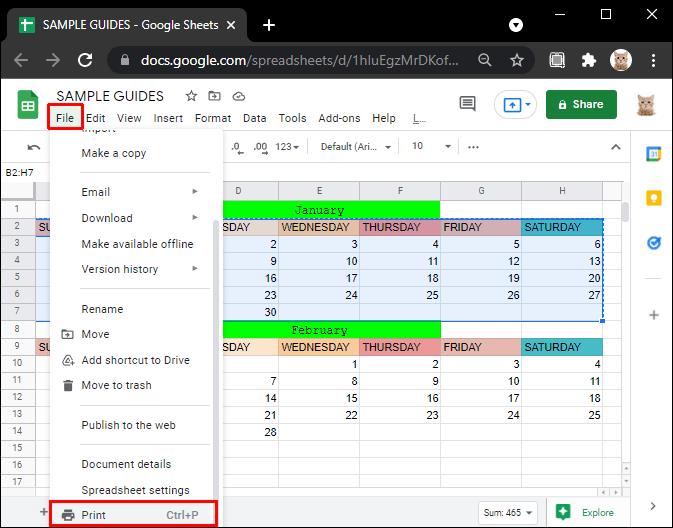 How To Set The Print Area In Google Sheets