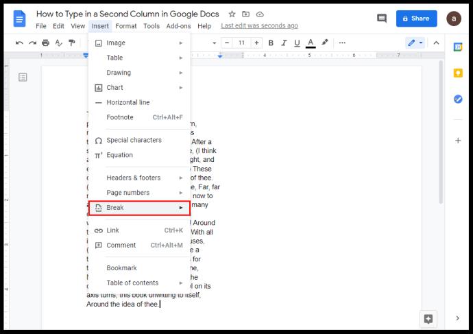 Comment faire deux colonnes dans Google Docs