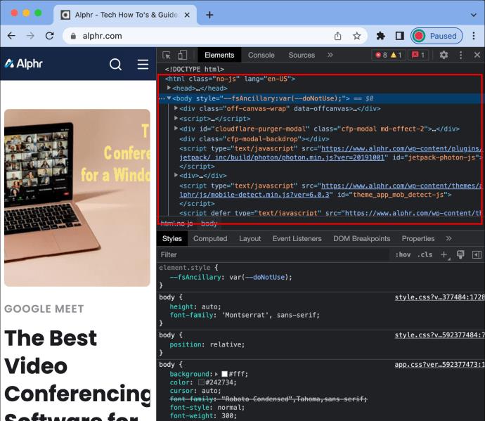 Comment afficher le code HTML dans Chrome