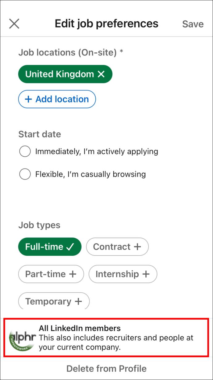 كيفية إزالة فتح للعمل في LinkedIn