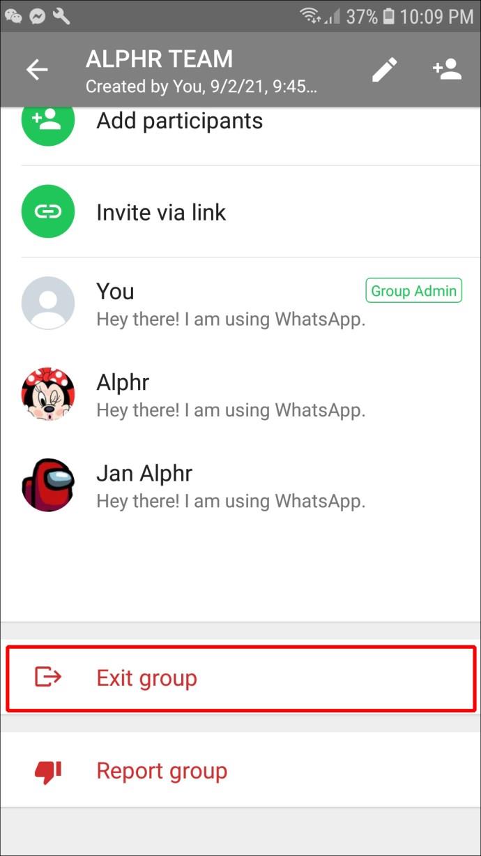 كيفية حذف مجموعة في WhatsApp