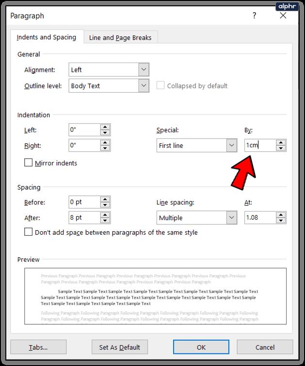 How To Change Indent Measurements From Inches To Cm In Microsoft Word