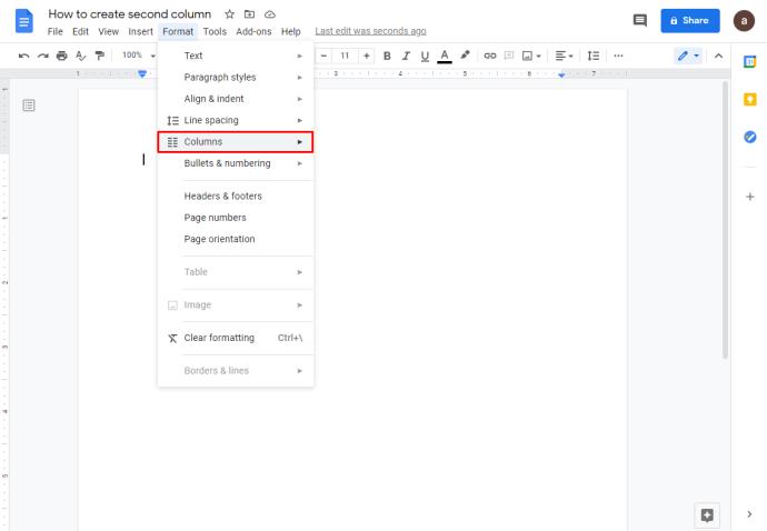 Comment faire deux colonnes dans Google Docs