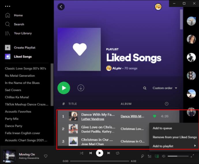 Comment supprimer des chansons aimées dans l'application Spotify