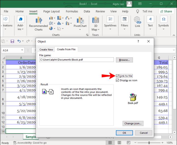 How To Embed A PDF In An Excel File